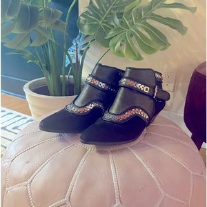 Worn once - Free People Ankle Boot (sz 8).  Faux suede/leather.